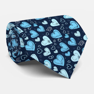 Valentine's Pretty Dark and Light Blue Hearts Tie