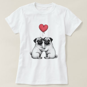 Valentine's print with pug T-shirt