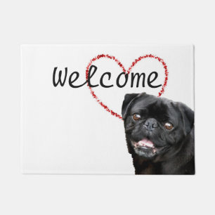 Valentine's pug dog doormat