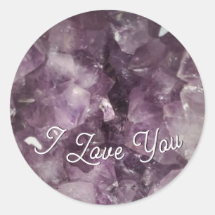 Valentines Purple Amethyst Crystal Classic Round Sticker