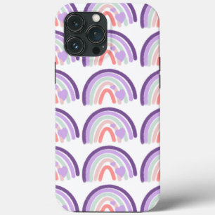 Valentines Purple Hand Drawn Rainbow Pattern iPhone 13 Pro Max Case