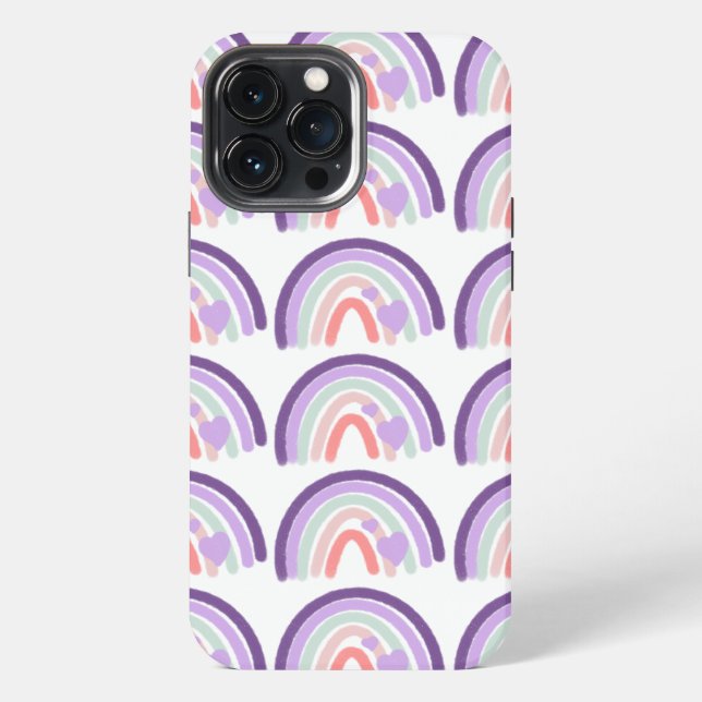 Valentines Purple Hand Drawn Rainbow Pattern   iPhone Case (Back)