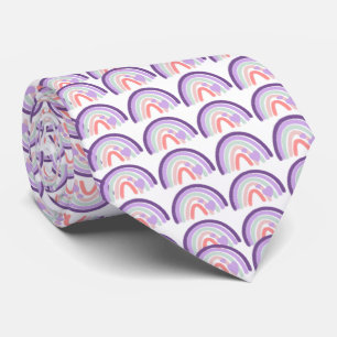 Valentines Purple Hand Drawn Rainbow Pattern Tie