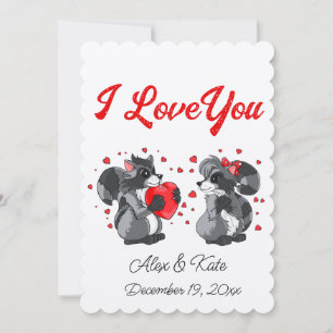 Valentines Racoon Greeting Card