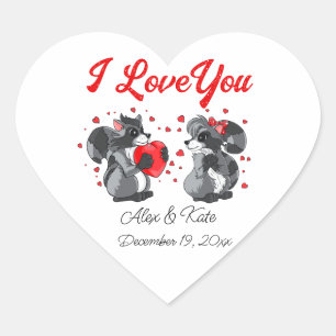  Valentines Racoon  Heart Sticker