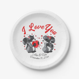 Valentines Racoon Paper Plate