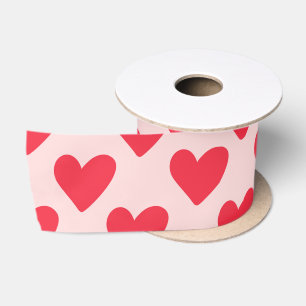 Valentines red and pink heart pattern satin ribbon
