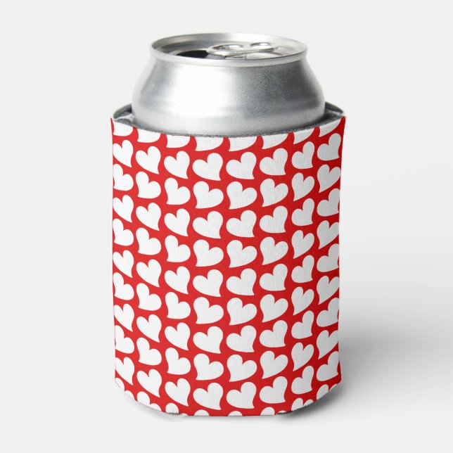 VALENTINES RED AND WHITE HEARTS VALENTINE  CAN COOLER (Can Front)
