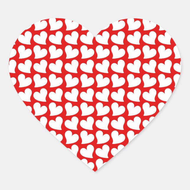 VALENTINES RED AND WHITE HEARTS VALENTINE  HEART STICKER (Front)