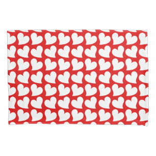 VALENTINES RED AND WHITE HEARTS VALENTINE PILLOWCASE