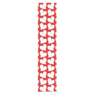 VALENTINES RED AND WHITE HEARTS VALENTINE  SHORT TABLE RUNNER