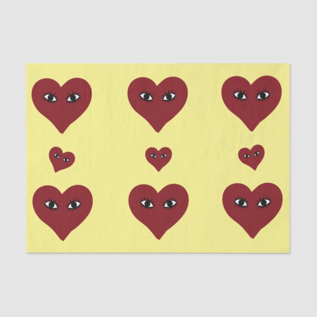 Valentines Red Heart Face Abstract Art Tissue Paper (Front)