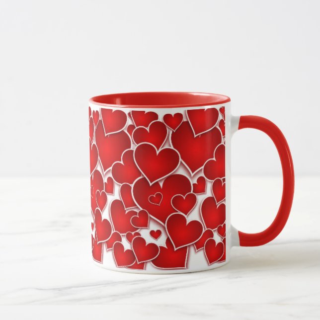 Valentines Red Hearts Mug (Right)