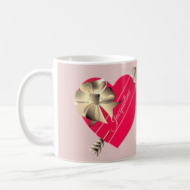 Valentine's Red Hearts w/Bow Coffee Mug (Left)