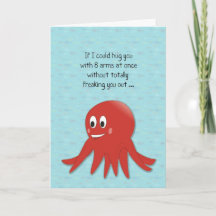 Valentine's Red Octopus Card