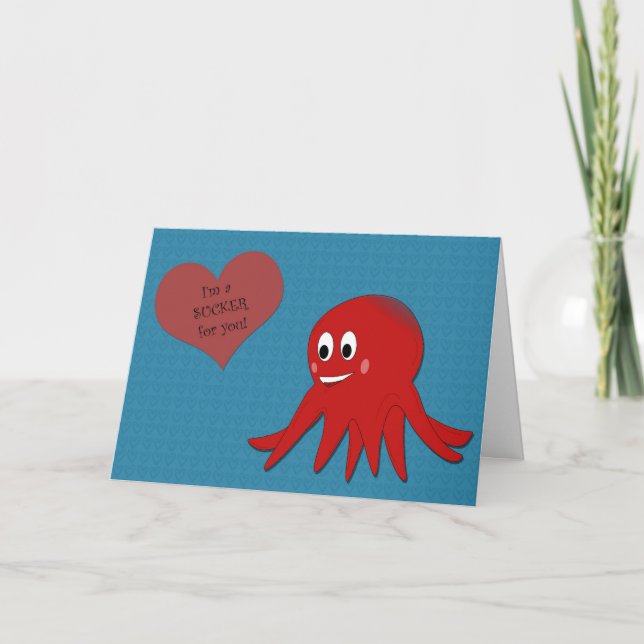 Valentine's Red Octopus Sucker Card (Front)