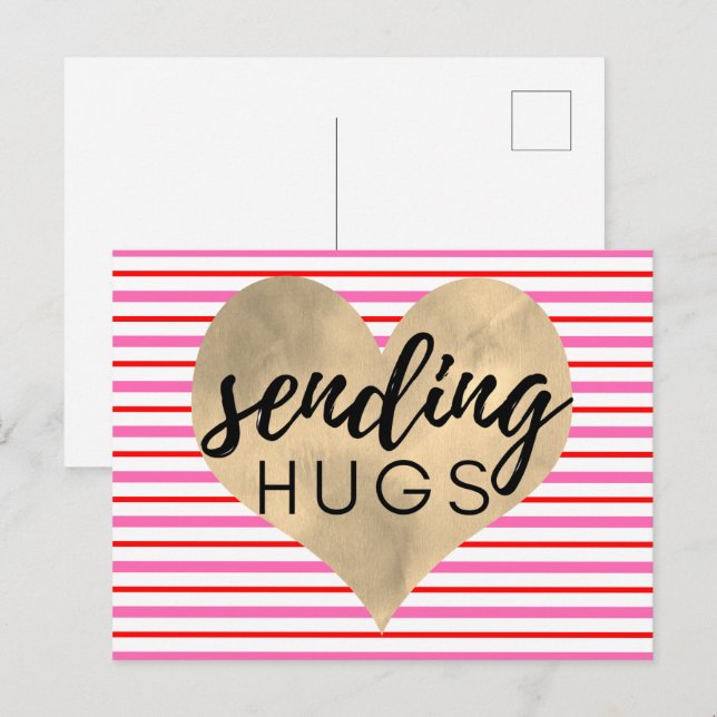 Valentines Red Pink Gold Heart Postcard (Front/Back)