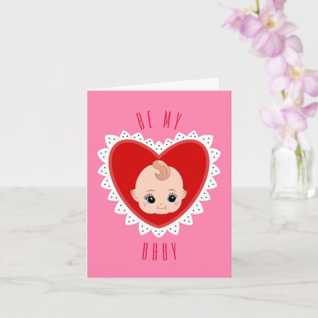 Valentines retro vintage baby doll card (Orchid)