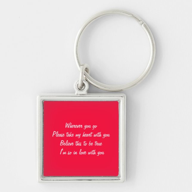 Valentines romantic poem key ring (Front)