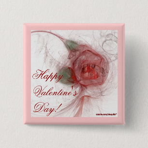 VALENTINE'S ROSE ~ On White 15 Cm Square Badge