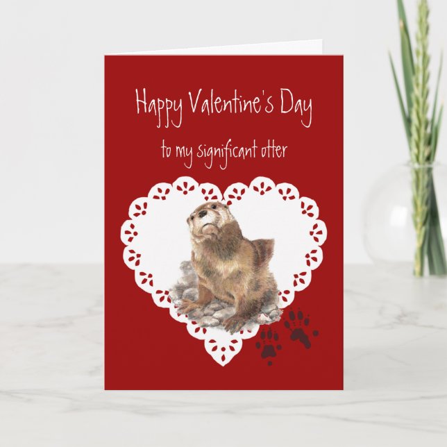Valentines Significant Otter Animal Humour Holiday Card (Front)