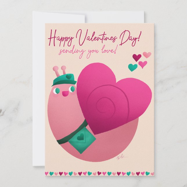 Valentine's Snail Holiday Card (Front)