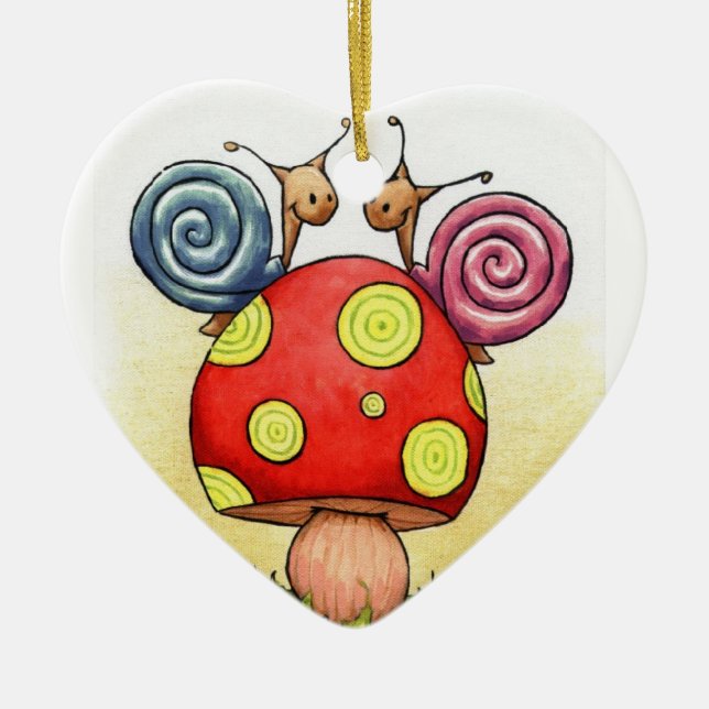 valentine's snails ceramic tree decoration (Front)