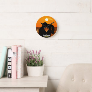 Valentines Soulbound Couple Custom Photo & Text Round Clock