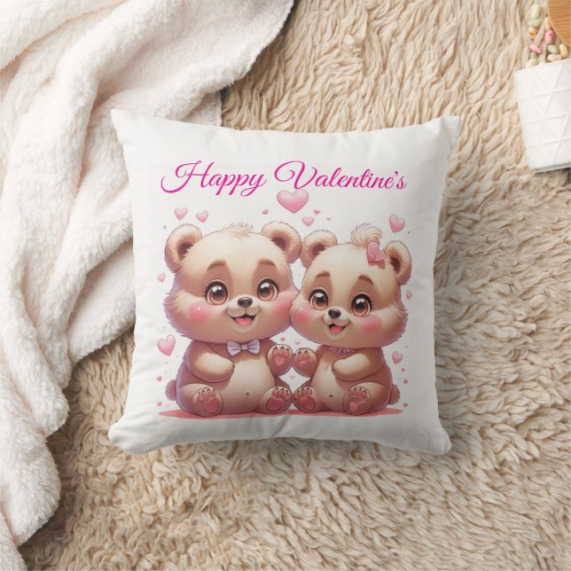 Valentine's Special Bear Pillow, Home Décor  Cushion (Blanket)