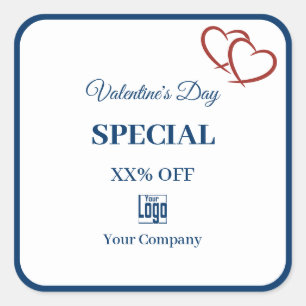 Valentine's Special Marketing Items Blue White Square Sticker