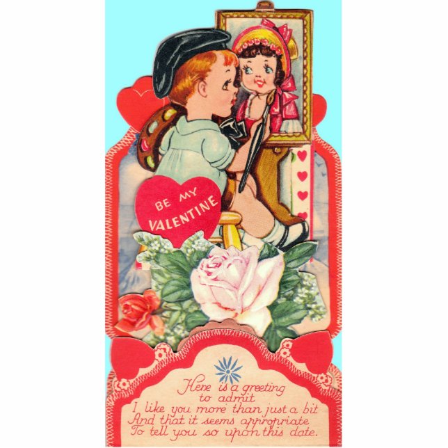 VALENTINES STAND UP DOLL ART - VALENTINES DAY STANDING PHOTO SCULPTURE (Front)