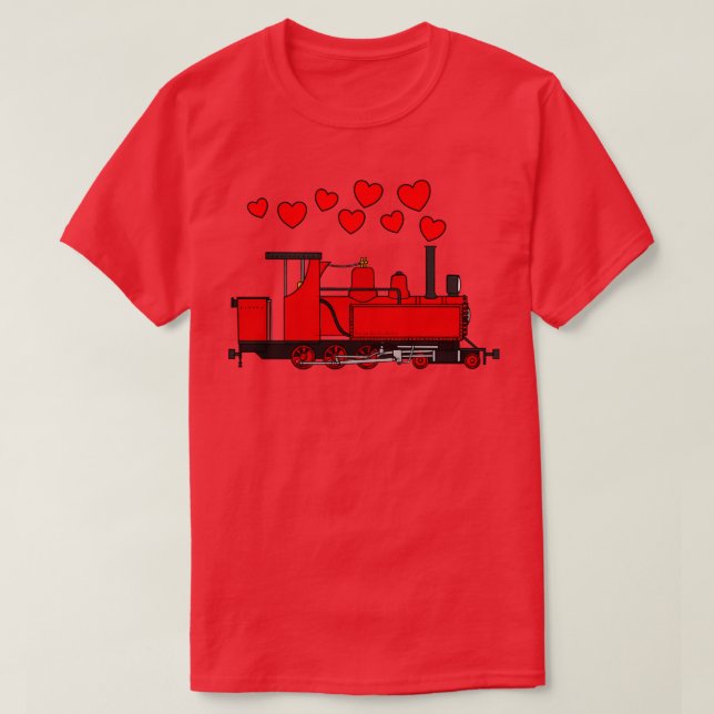 Valentines Steam Train Wedding Anniversary Railroa T-Shirt (Design Front)