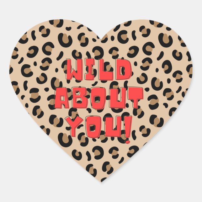 Valentines Sticker- Cheetah Print Heart Sticker (Front)