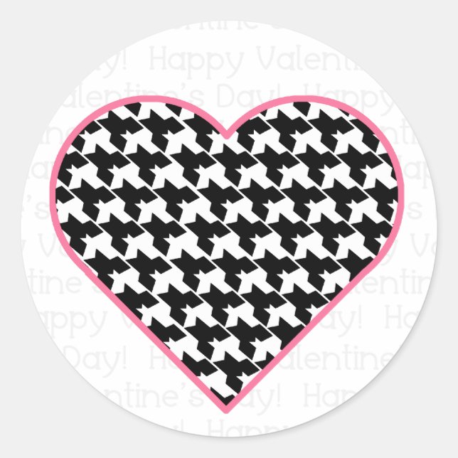 Valentine's Sticker - Houndstooth Heart (Front)
