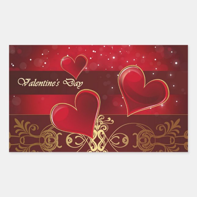 Valentines Stickers/Happy Valentines Day Rectangular Sticker (Front)