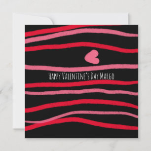 Valentines Stripes and Heart Black Doodles Card