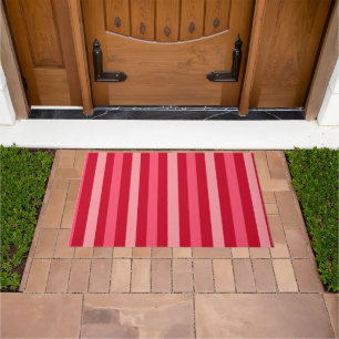 Valentines Stripes of Red and Pink Doormat