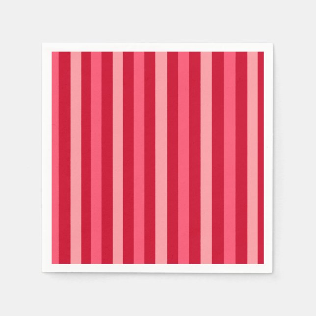 Valentines Stripes of Red and Pink  Napkin (Front)