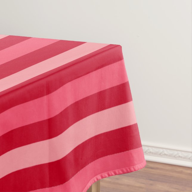 Valentines Stripes of Red and Pink  Tablecloth (In Situ)
