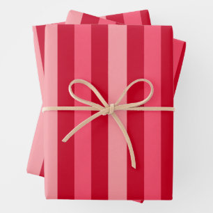 Valentines Stripes of Red and Pink  Wrapping Paper Sheet