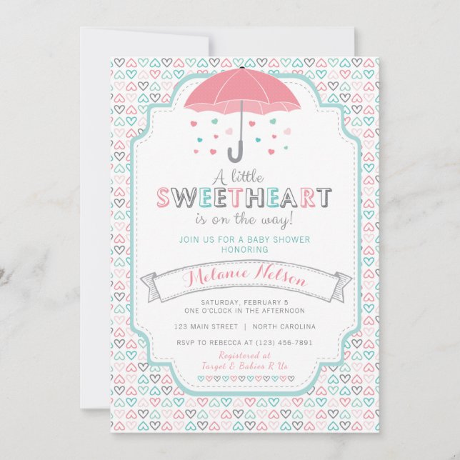 Valentine's Sweetheart Baby Shower Invitation (Front)
