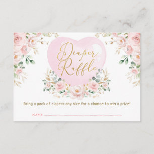 Valentines Sweetheart Balloon Diaper Raffle Baby Enclosure Card
