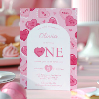 Valentines Sweetheart Candy Birthday Party Invitation