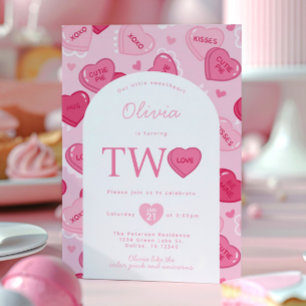Valentines Sweetheart Candy Birthday Party Invitation