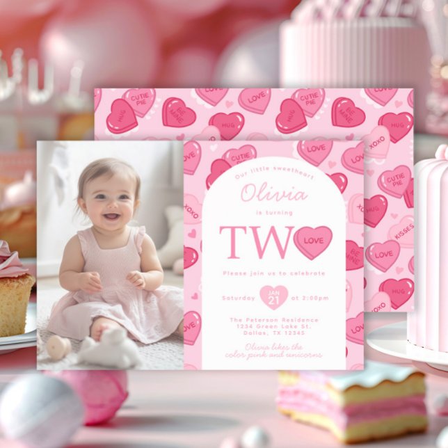 Valentines Sweetheart Candy Birthday Party Invitation (Creator Uploaded)