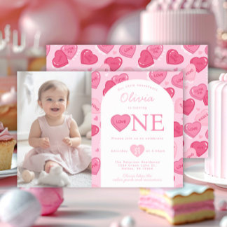 Valentines Sweetheart Candy Birthday Party Invitation