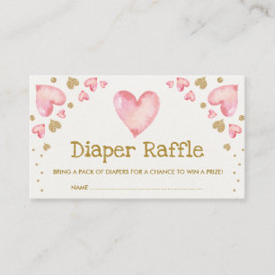 Valentines Sweetheart Diaper Raffle Pink Gold Enclosure Card