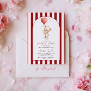 Valentines Sweetheart Teddy Bear Baby Shower Invitation