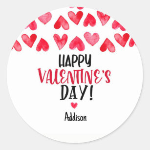 Valentine's Tag, Modern Valentine's Day Favour Classic Round Sticker