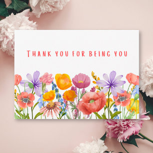 Valentines - Thank You For Being You Floral Love Holiday Card